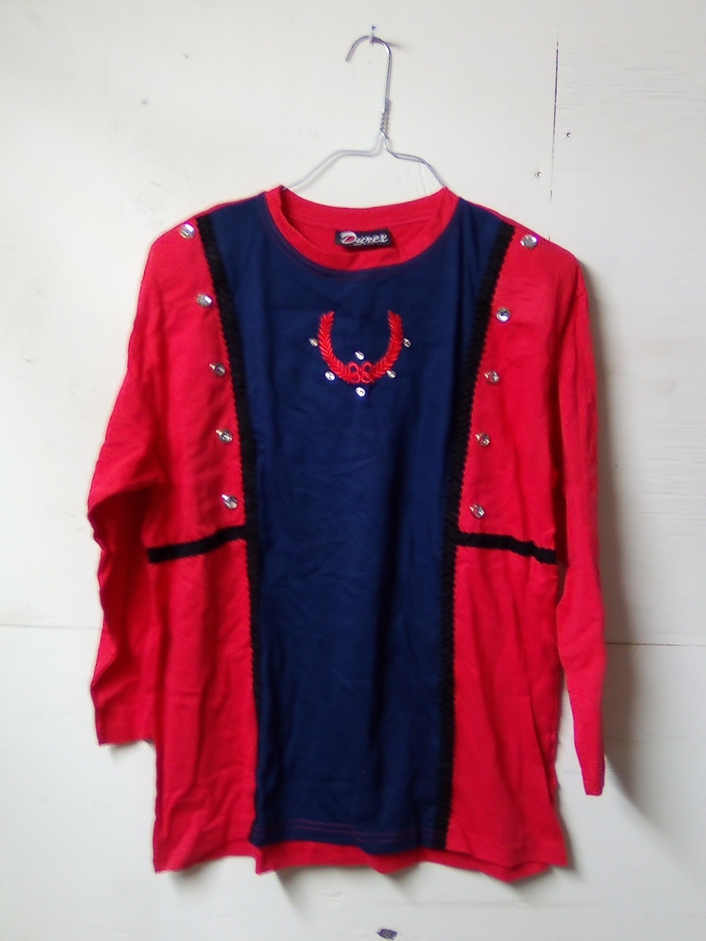Women  Long Sleeve Navy & Red Embellished Top ( Bag D )